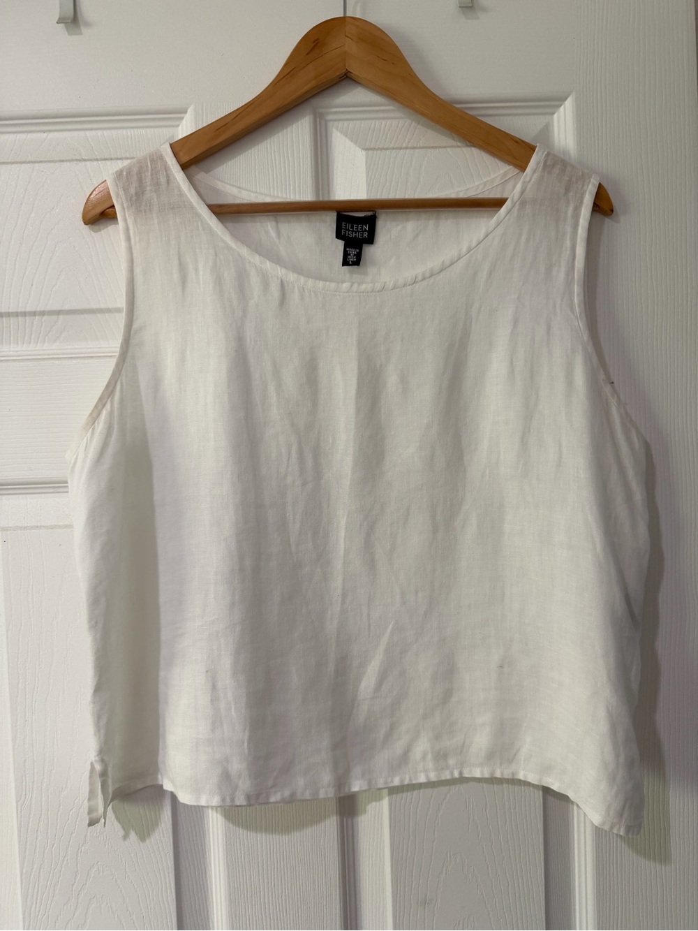 Eileen Fisher Crisp White Linen Scoop Neck Tank